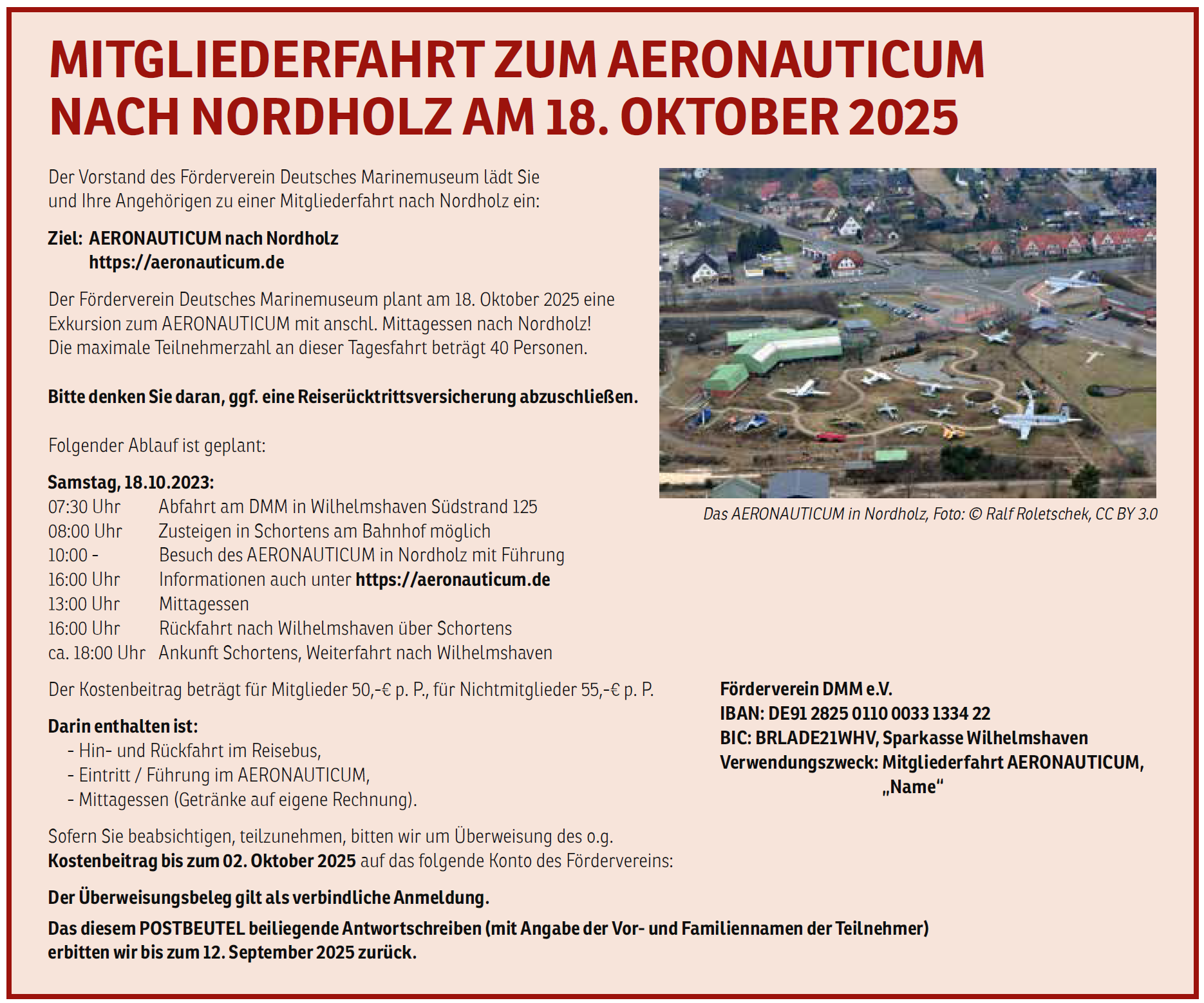 Förderverein Deutsches Marinemuseum - Mitgliederfahrt nach Nordholz